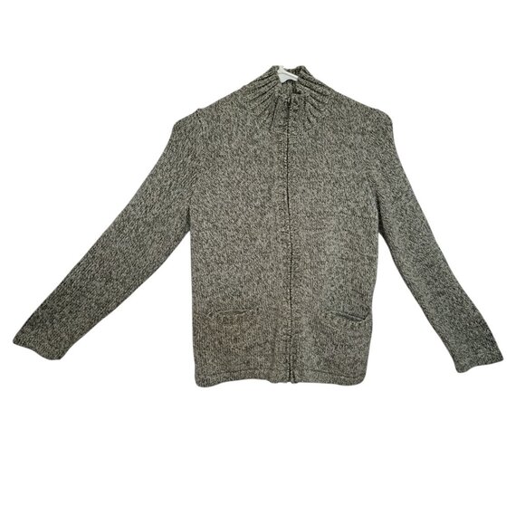 L.L. Bean XS Petite Full Zip Cardigan Sweater Gray Marled Knit Cotton - Picture 1 of 8